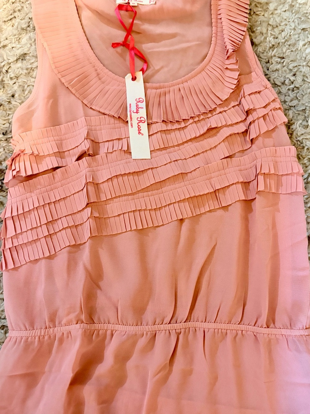 Ruby Rose Sleeveless Ruffle Pleat Blouse in Pink